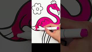 Coloring a Flamingo #shorts #coloringbook #drawing 🦩🦩🦩