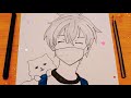 رسم سهل رسم انمي ولد يرتدي كمامة بطريقة سهلة جدا للمبتدئين رسم انمي كيوت سهل جدا رسومات انمي 