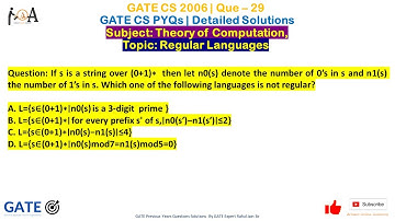 GATE CS 2006, Que 29, GATE CS PYQs, GATE CS Solutions, TOC, Regular Languages