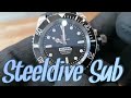 steeldive no date submariner homage.  SD1954M "Submariner" Automatic 200m Diver Watch