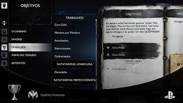 Troféu Espécies Invasoras e Matador de Dragões God of War Ragnarok Caçadas