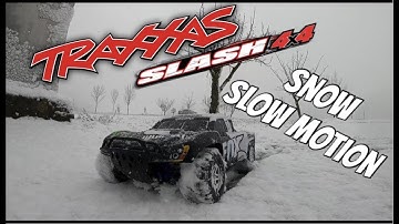 Traxxas Slash 4x4 slow motion in the snow with go pro 8 ( DRRC Stunt )