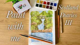 Scotland Diaries III - Painting a waterfall scene | Soft Music | ASMR | w/ subs screenshot 2