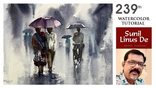 Watercolor painting tutorial | Rain | by Sunil Linus De