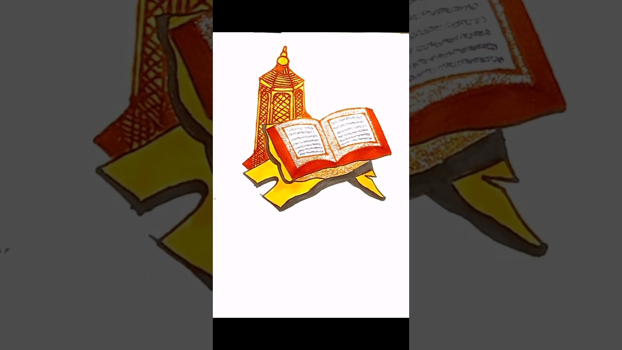 How to draw Quran || Easy drawing Quran 