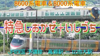 特急しおかぜ＋いしづち　フル編成　8600系電車　8000系電車　JR四国　予讃線　高瀬駅-比地大駅