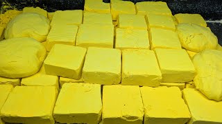 Extra Soft lemon yellow gymcahlk crushing homemade fluffy reform+powdery oddly satisfying |ASMR  screenshot 4