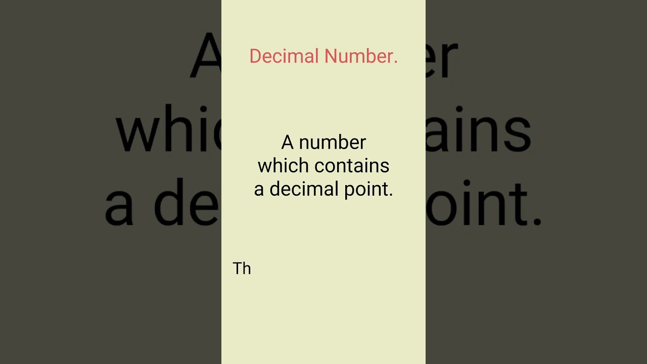 Define Decimal Number.