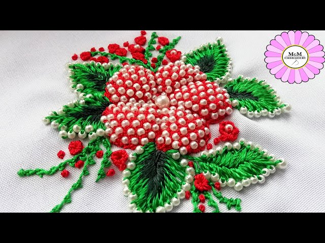 ВЫШИВКА: ПУФ с бисером  \   EMBROIDERY : Puffed with beads  Detached Stitch
