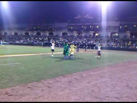 brittany landry and matt hayes dancing at the biscuits game.3GP