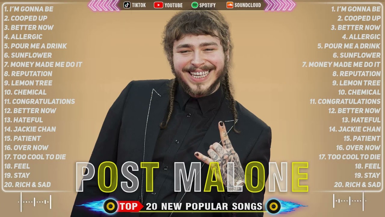 Post Malone - Greatest Hits 2024 Collection ~ Top 20 Hits Playlist Of All Time