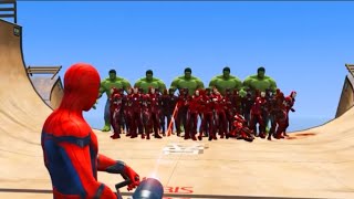 GTA 5 Water Ragdolls Spiderman vs Team Superheroes Iron Man & Hulk Jumps/Fails (Funny Moments)
