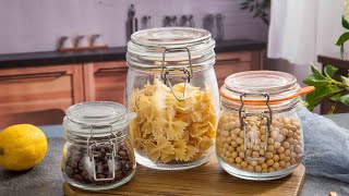 Wholesale Hinged Lid Sealed Clamp Lid Glass Storage Canisters Kitchen Jars for Dry Food