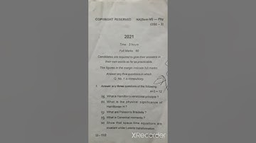 Ug sem6 || UG phy || 2021 || skmu ||question|| DSE 3