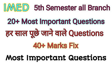 IMED most Important Questions series. For Diploma 5th semester students. @AKCTECHNICALCLASSES