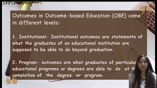 Outcomes in Outcomes Based Education (OBE)-Levels 1&2