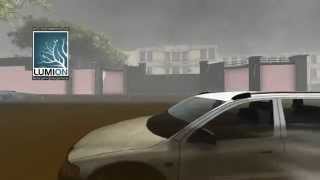 Showing torrential downpours and floods at the school with the emergency signposting