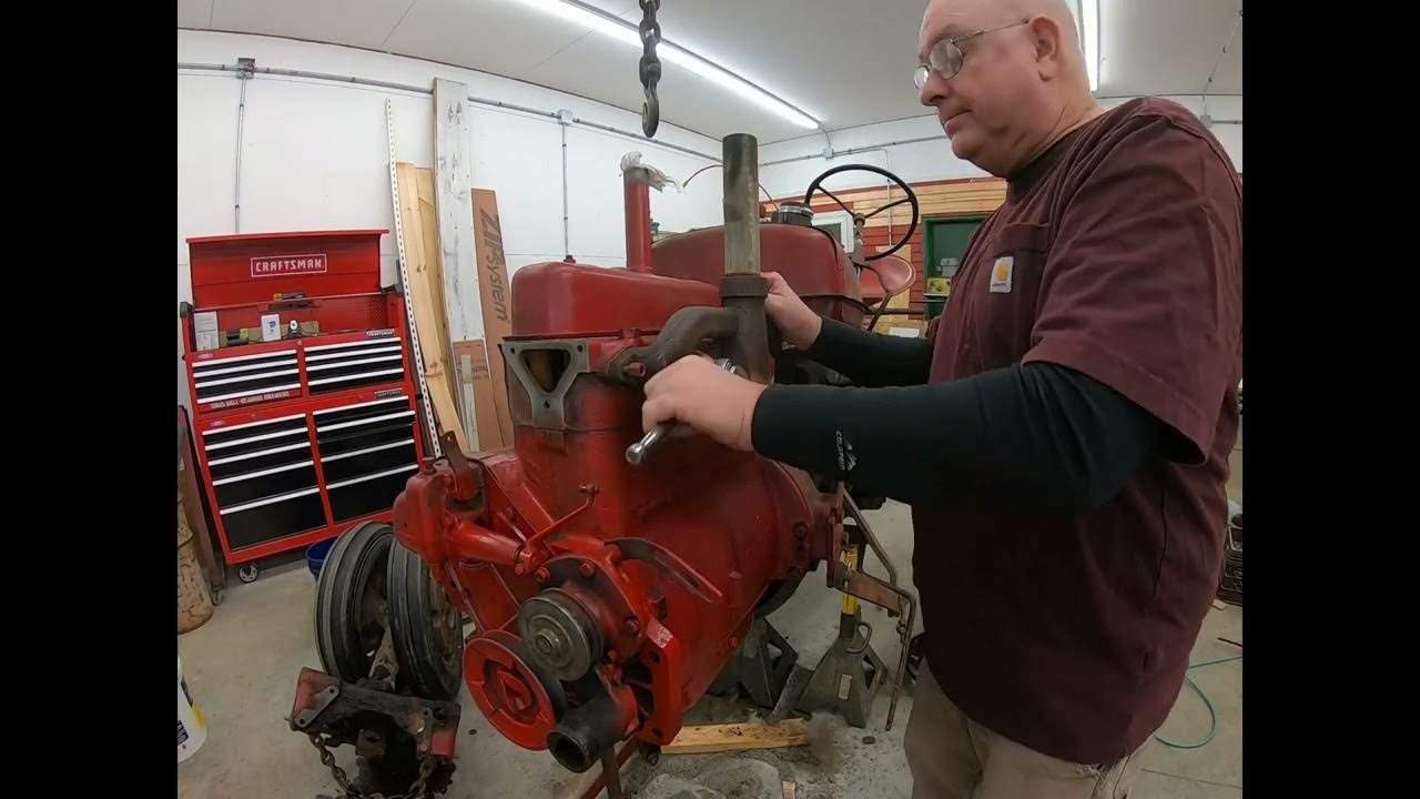  524 Farmall Super C engine rebuild part 21 engine install YouTube