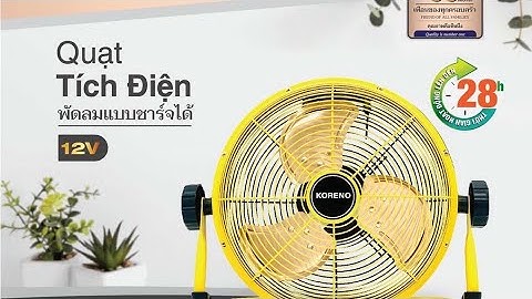 Quạt tích điện KORENO, động cơ không chổi than, Pin lithium- ion 10.000mAh, sử dụng lên đến 20h