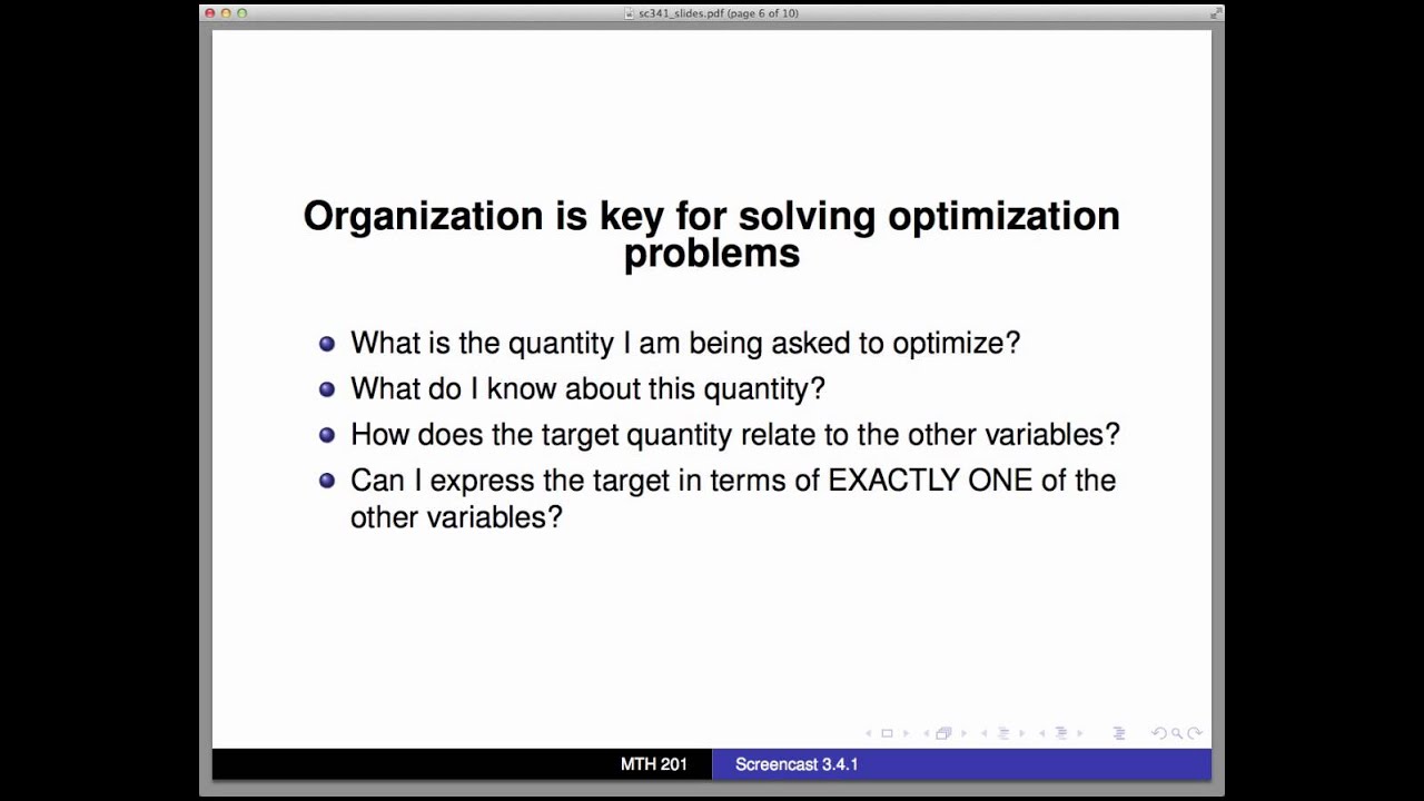 Screencast 3.6.1: Quick review -- Applied optimization - YouTube