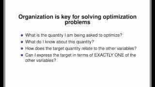 Screencast 3.6.1: Quick review -- Applied optimization
