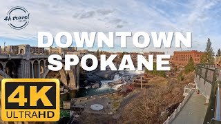 4k Spokane, Washington downtown walk tour