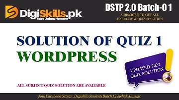 DSTP 2.0 Batch 01 Wordpress Quiz 1 Solution 2022 || Wordpress Quiz 1 || DSTP 2.0 Batch 01