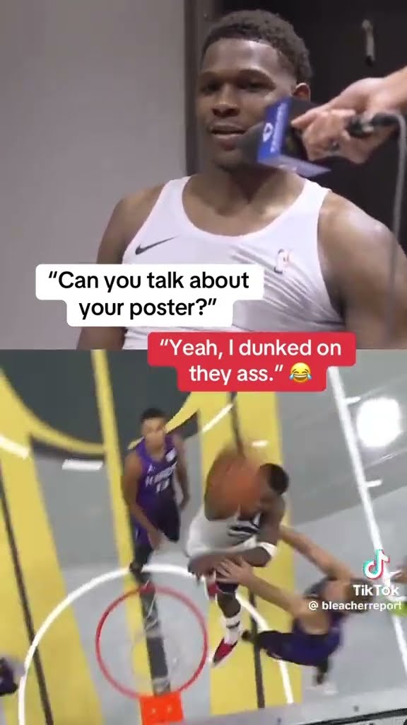 “Can you talk about your poster?” #hoodnews #anthonyedwards #poster #dunk #basketball #omg #how #wow