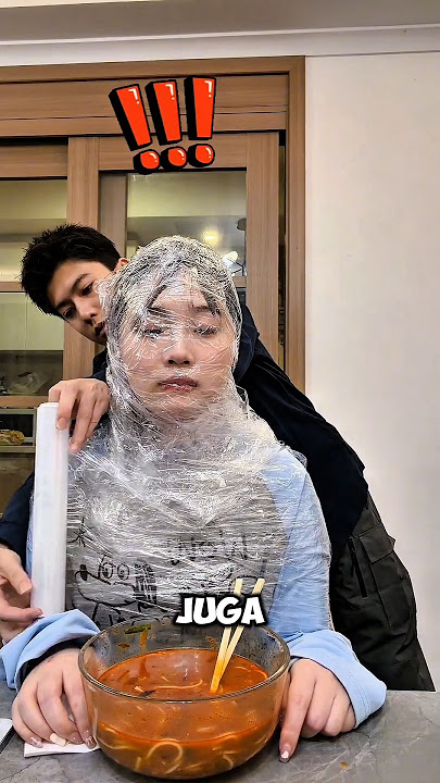 Everything is wrapped in plastic, including his wife! 😭