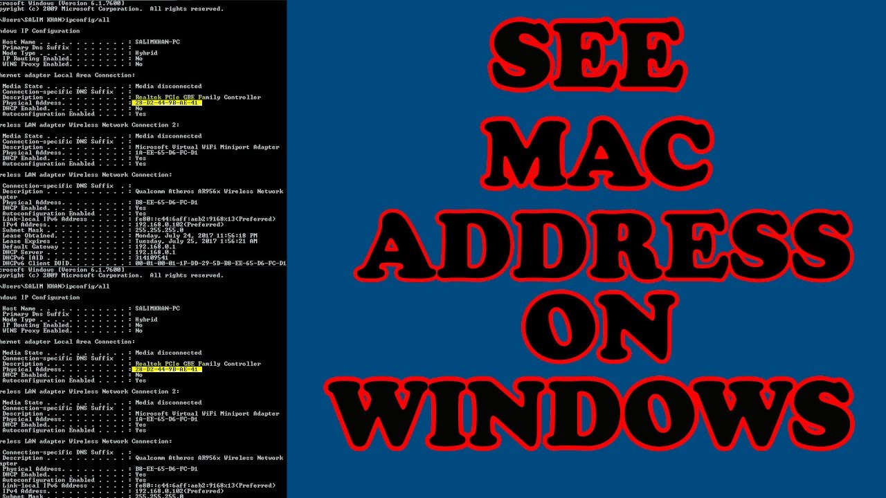 how to find mac address on pc windows 7
