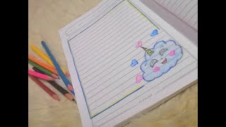 تزيين دفتر * على شكل (غيمه مع قرن) #أحادي _القرن?️|(Decorate your notebook from inside (unicorn