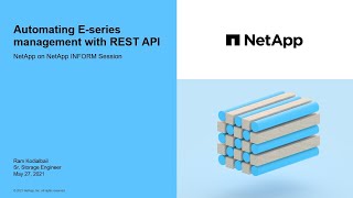 Automating E-Series Management with REST APIs