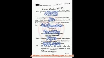 MJPRU bsc 3st Semester Chemistry paper 2022-2023