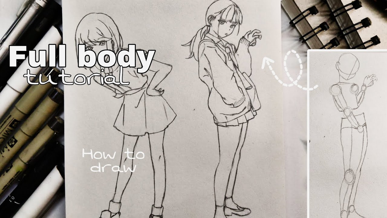 Full body tutorial | how to draw a school girl full body easy tutorial ...