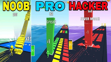 NOOB vs PRO vs HACKER ||STACK COLORS|| (FORT)All Levels Gameplay Android,ios (Level 3 - 4)