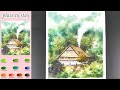 Without Sketch Landscape Watercolor - place to stay (material introduce, color mixing) NAMIL ART