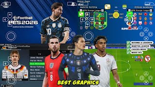 eFootball PES 2026 PPSSPP Android Offline Full Update UCL & League Kits 25/26 Season 4k Graphics