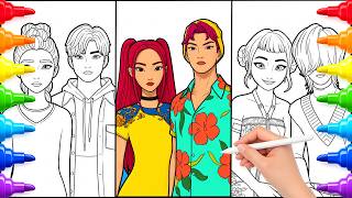 Coloring KPop Demon Hunters Idol Pairs 🎨 Huntrix & Saja Boys FanArt Speedpaint