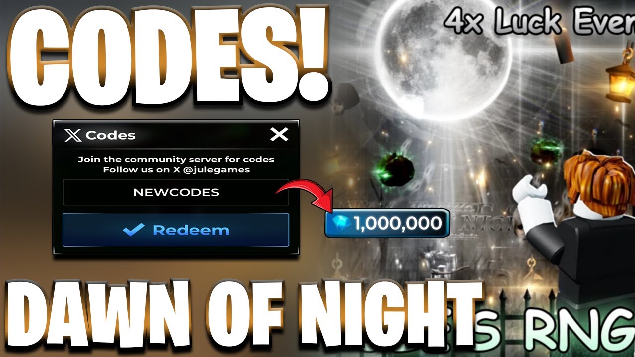 *NEW* ALL WORKING DAWN OF NIGHT UPDATE CODES FOR JULES RNG! ROBLOX ...