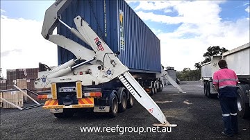 Reef Group Side Loader Unloading a 40ft Sea Container