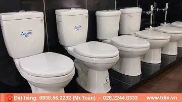 TDM.VN | Review bồn cầu 2 khối Caesar CD1325 thân C1325-PW két T1225-PW xả Aquajet bàn cầu giá rẻ