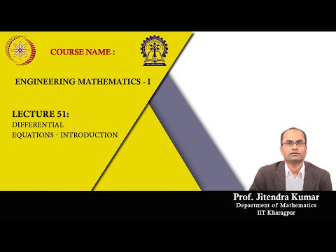 Lecture 51:Differential Equations - Introduction