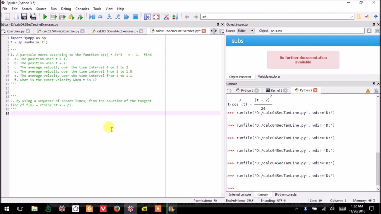 14.0.0 Secant Lines Approaching the Tangent, Calc with Python - YouTube