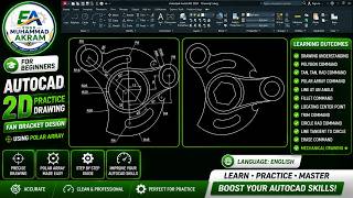 AutoCAD 2D Practice Drawing | Fan Bracket Design Using Array | Step-by-Step Tutorial for Beginners