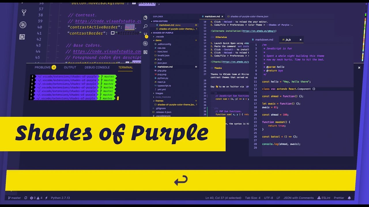 Shades Of Purple Best Visual Studio Code Theme Youtube