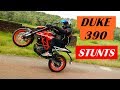2017 KTM Duke 390 Stunts & Review - Stoppie - Wheelie - Drifting & Rolling Burnout