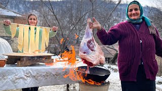 Cooking Azerbaijani Khinkali Arishta In A Faraway Village
