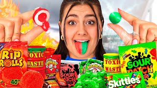 Eating 100 Sour Candies Red VS Green