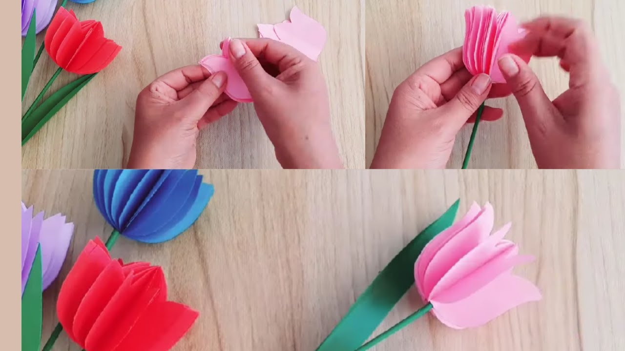 Como Hacer Flores De Papel Tulipanes Diy Manualidades Youtube