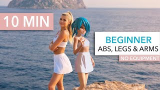 10 MIN BEGINNER FULL BODY WORKOUT - 100% Standing for Abs, Legs & Arms I with noonoouri